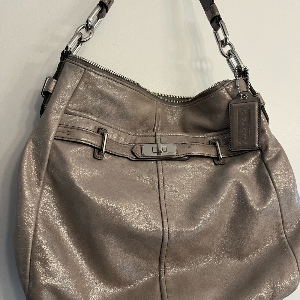 Coach Metallic Gray Shoulder Bag